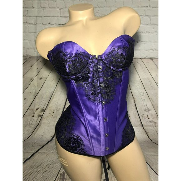 Satin & Mesh‎ Lace trim bustier multiple colors NEW - Picture 5 of 6